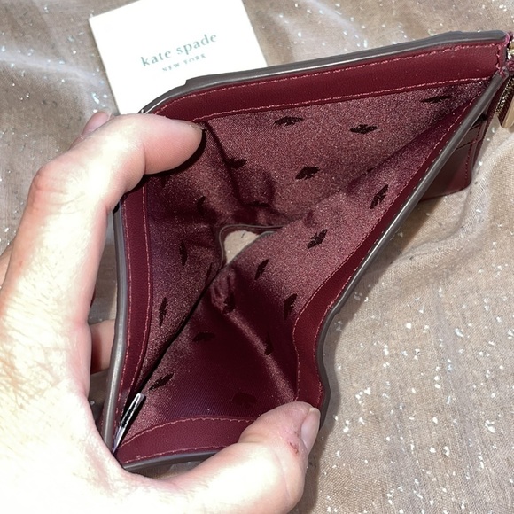 Brand New Kate Spade Genuine Leather Pink & Burgundy Zippered Wallet Colorblock - Picture 13 of 15
